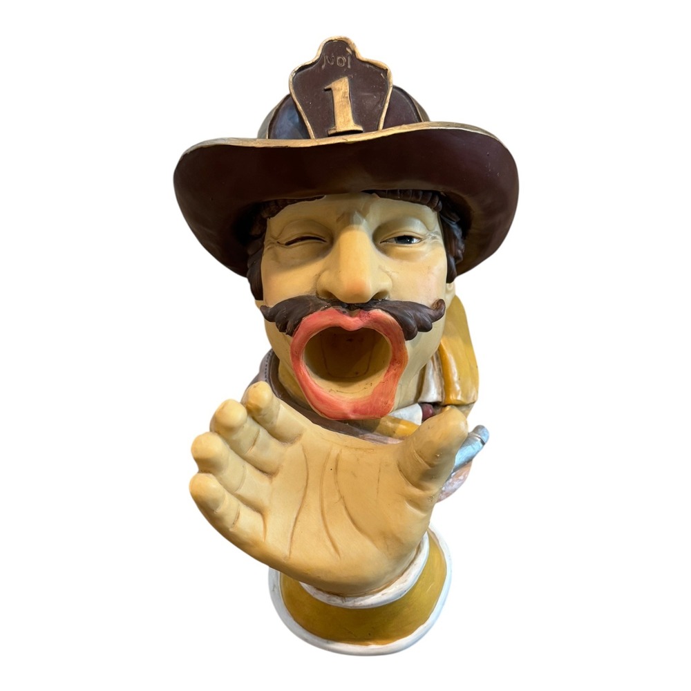 FIREMAN FIRE FIGHTER WINE‎ BOTTLE HOLDER FIGURE HEAVY Gag Gift Funny
